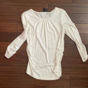 Off white long sleeved tee with ruched sides